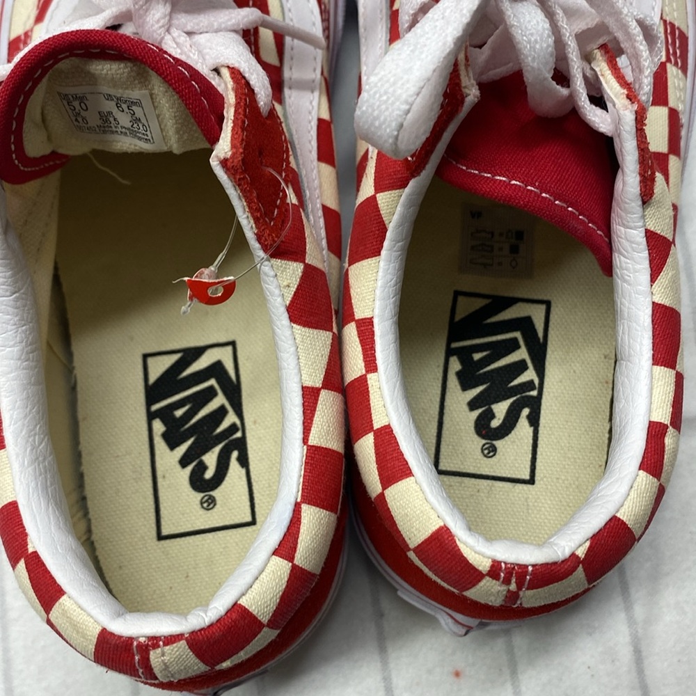Vans Old Skool Checkerboard‎ Racing Red Checkered Sneakers, Size 5.0 - Picture 8 of 9